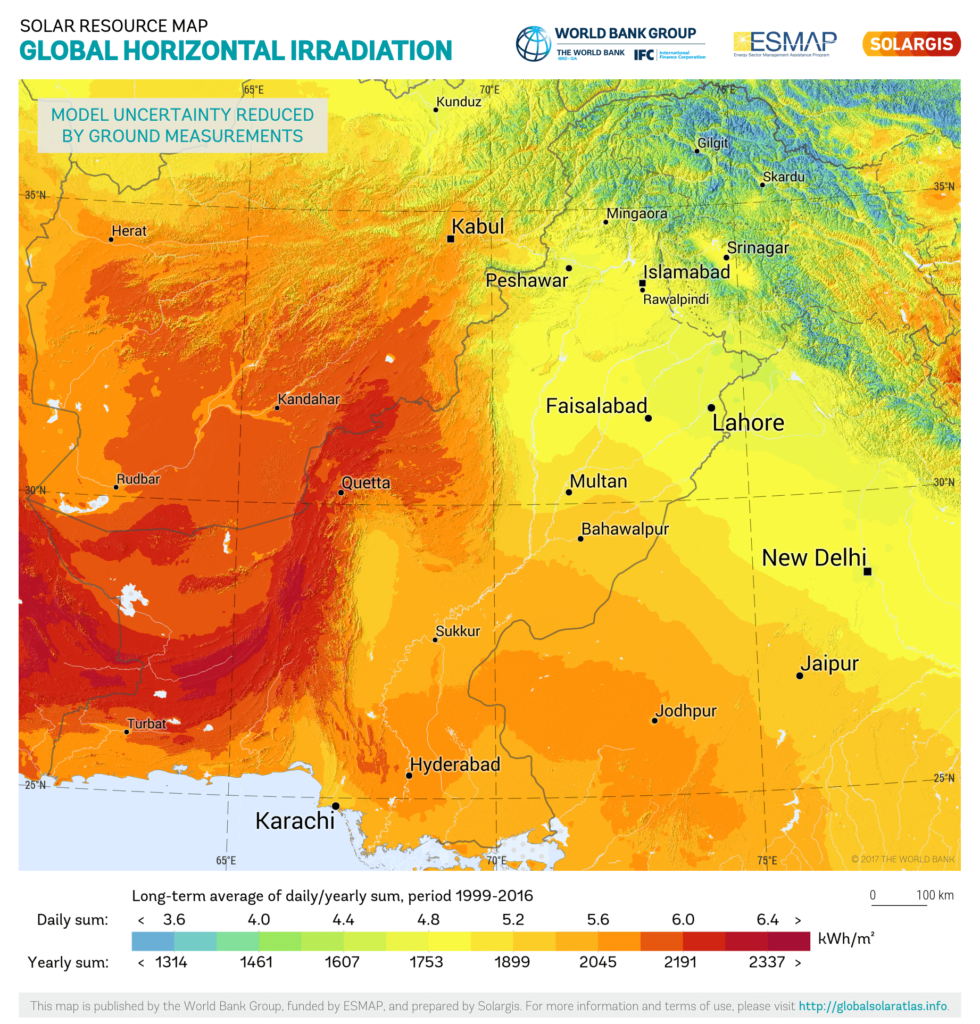 Global horizontal irradiation Pakistan